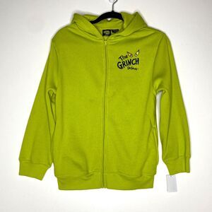 New The Grinch Dr Seuss Full Zip Hoodie Sweater Unisex Big Kids Size Large 14-16